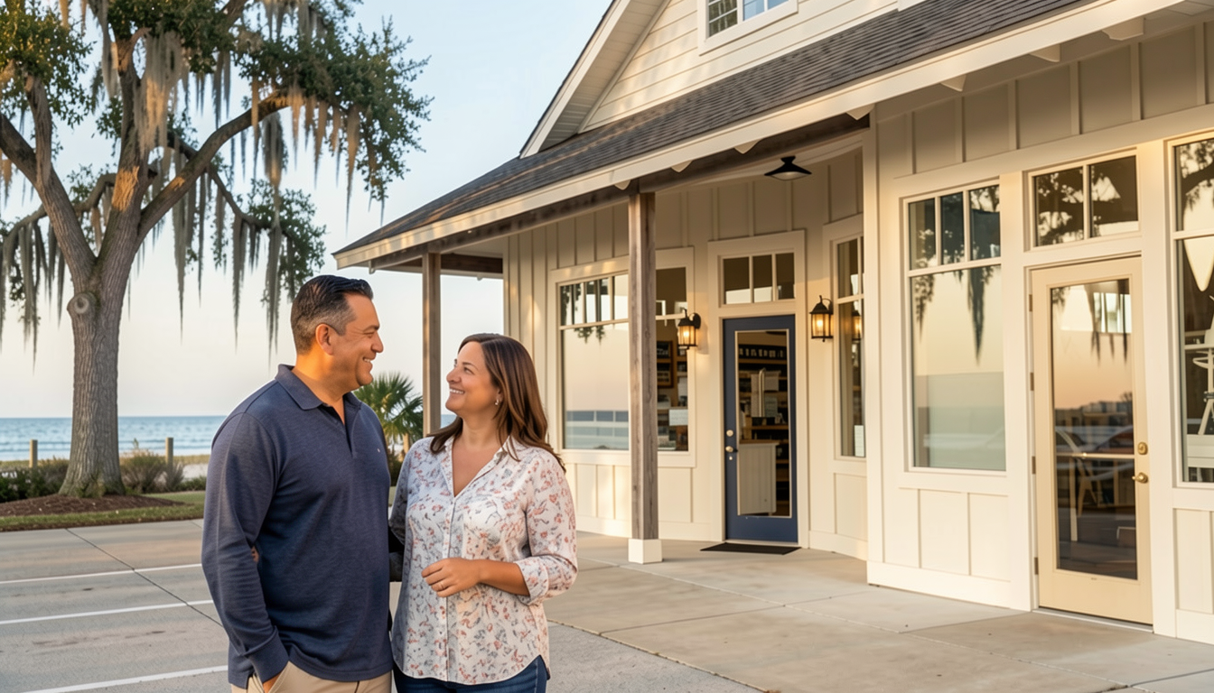 Local business owners outside their Gulf Coast storefront